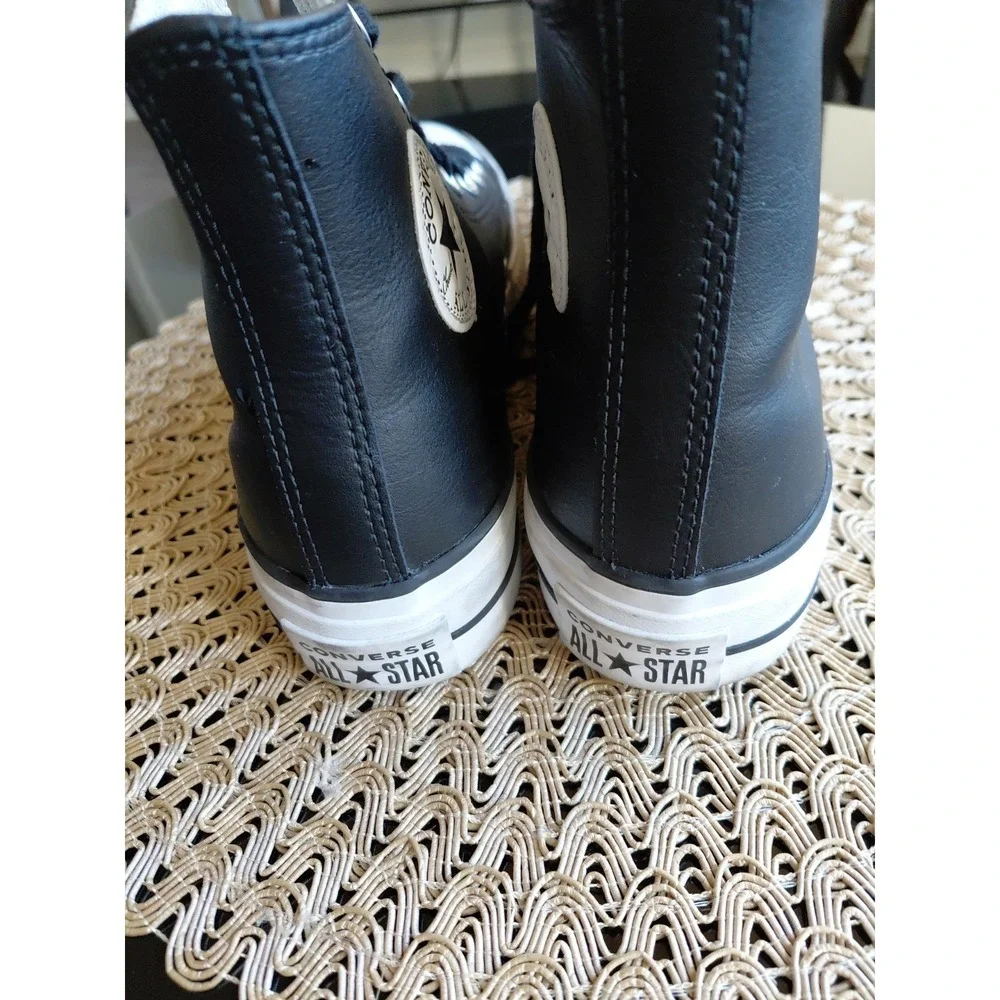 CONVERSE‎ Chuck Taylor  All Star Platform Leather J Black (A02485C) Sz 5